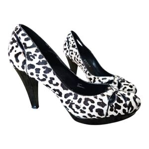 White House Black Market Cow Print Heels Animal Print Size 10